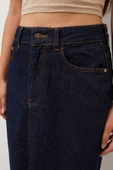 Kadın Yırtmaçlı Midi Jean Etek - 8