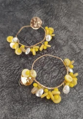 Küpe Otantik Doğal Taş Halka Sallantılı Küpe Nişan Düğün Kadın Takı Hediye - 2