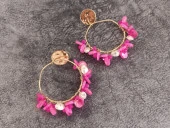 Küpe Otantik Doğal Taş Halka Sallantılı Küpe Nişan Düğün Kadın Takı Hediye - 2