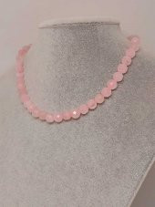 Pembe Kuvars Taşı Faset Kesim Kolye 8mm (Sabit Klipsli) - 2
