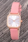 Kadın Genç Kız Kol Saati Pembe Renk Minimal Deri Kordonlu Gold Kasa ST-304362 - 1