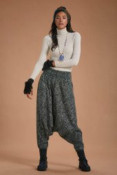 Gipe Bel Detaylı Kışlık Kadın Antrasit Şalvar Pantolon - 1