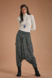 Gipe Bel Detaylı Kışlık Kadın Antrasit Şalvar Pantolon - 3