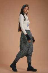 Gipe Bel Detaylı Kışlık Kadın Antrasit Şalvar Pantolon - 4