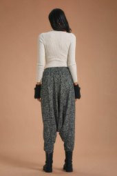 Gipe Bel Detaylı Kışlık Kadın Antrasit Şalvar Pantolon - 5