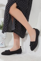 Örme Püsküllü Siyah Kadın Babet - 2