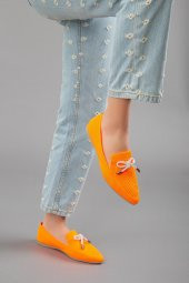 Triko Taş Detaylı Sivri Burun Turuncu Kadın Babet thumbnail 2