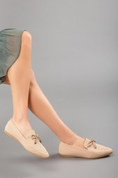 Triko Taş Detaylı Sivri Burun Nude Kadın Babet thumbnail 2