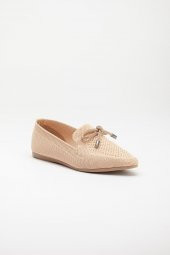 Triko Taş Detaylı Sivri Burun Nude Kadın Babet thumbnail 4