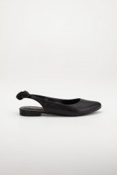 Topuk Açık Fiyonklu Cilt Siyah Kadın Babet - 3