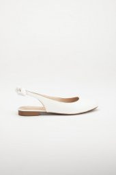 Topuk Açık Fiyonklu Cilt Beyaz Kadın Babet - 3