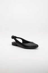 Topuk Açık Fiyonklu Cilt Siyah Kadın Babet - 4