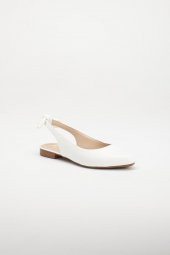 Topuk Açık Fiyonklu Cilt Beyaz Kadın Babet - 4