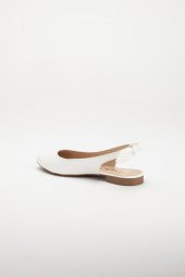 Topuk Açık Fiyonklu Cilt Beyaz Kadın Babet - 5