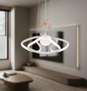 TT Aydınlatma TT307-1TPL-30-BY  Helezon Modeli Mat Beyaz Tek Toplu 3 Renk Modüllü Ledli Avize thumbnail 2