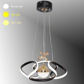 TT Aydınlatma Helezon Modeli Mat Siyah-Gold Tek Toplu 3 Renk Modüllü Led Avize - 1