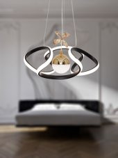 TT Aydınlatma Helezon Modeli Mat Siyah-Gold Tek Toplu 3 Renk Modüllü Led Avize - 2
