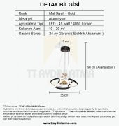 TT Aydınlatma Helezon Modeli Mat Siyah-Gold Tek Toplu 3 Renk Modüllü Led Avize - 4