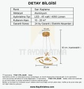 TT Aydınlatma TT307-1TPL-30-SR  Helezon Modeli Sarı Kaplama Tek Toplu 3 Renk Modüllü Ledli Avize thumbnail 4