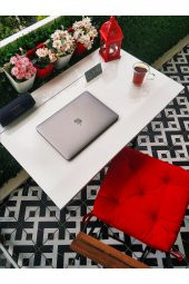 Pratik Katlanır Taşınabilir Metal Ayaklı Balkon Masası Bahçe Masası Yemek Masası Çalışma Masası - 4