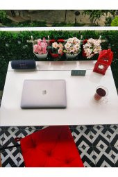 Pratik Katlanır Taşınabilir Metal Ayaklı Balkon Masası Bahçe Masası Yemek Masası Çalışma Masası - 5