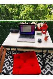 Pratik Katlanır Taşınabilir Metal Ayaklı Balkon Masası Bahçe Masası Yemek Masası Çalışma Masası - 6