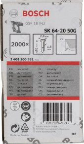Bosch Başsız Çivi 50mm Galvenizli 2000 Adet - 1