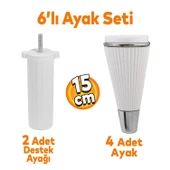 Iron 6'lı Set Mobilya Tv Ünitesi Çekyat Koltuk Kanepe Destek Ayağı 15 Cm Beyaz Ayakları M8 Civatalı thumbnail 1