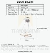 TT Aydınlatma TT404-TPL-BY  Göz Modeli Mat Beyaz Tek Toplu 3 Renk Modüllü Ledli Avize - 4