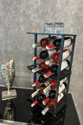 2 ADET 6 BÖLMELİ TEZGAHÜSTÜ ŞARAP STANDI MODEL-1 SİYAH - 1