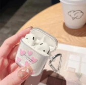 Airpods 1 Ve 2. Nesil Uyumlu Şeffaf Kalpli Silikon Koruyucu Kılıf - 1