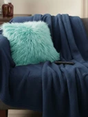 Wellsoft Battaniye Televizyon Battaniyesi Peluş Polar Battaniye Çift Kişilik 220x230 İndigo thumbnail 3