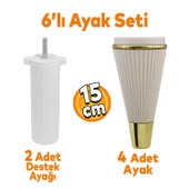 Iron 6'lı Set Mobilya Tv Ünitesi Çekyat Koltuk Kanepe Destek Ayağı 15 Cm Aytaşı Ayakları M8 Civatalı - 1