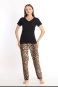 Etoile Bambu Kısa Kol Leopar Kadın Pijama Takımı - 1