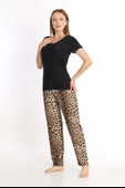 Etoile Bambu Kısa Kol Leopar Kadın Pijama Takımı - 2