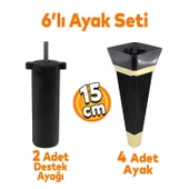 Alcazar 6'lı Set Mobilya Tv Ünitesi Koltuk Kanepe Destek Ayağı 15 Cm Siyah Ayakları M8 Civatalı thumbnail 1