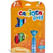 Carioca Teddy Jumbo Bebek Süper Yıkanabilir Keçeli Boya Kalemi 12 Li (42816) - 1
