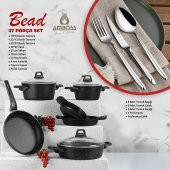 Amboss Bead 27 Parça Döküm, Granit Tencere ve Paslanmaz Çelik Çatal Bıçak Kaşık Takımı - 1