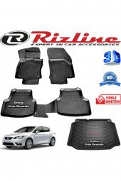 Rizline Seat Leon 3d Paspas + 3d Bagaj Havuzu Hb 2013-2020 Arası Siyah Set - 1