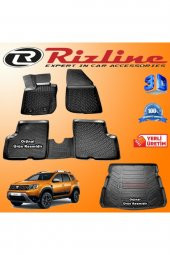 Rizline Dacia Duster 4x4 3d Paspas + 3d Bagaj Havuzu 2018 Sonrası Siyah Set - 1