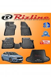 Rizline Fiat Egea 3d Paspas + 3d Bagaj Havuzu Sedan 2015-2020 Arası Siyah Set - 1