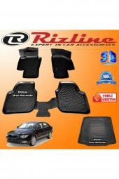 Rizline Skoda Süper B 3d Paspas + 3d Bagaj Havuzu 2008-2012 Arası Siyah Set - 1