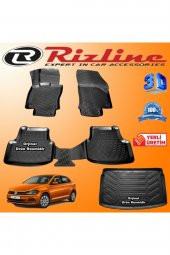 Rizline Vw Polo 3d Paspas + 3d (üst) Bagaj Havuzu Hb 2018 Sonrası Son Kasa Siyah Set - 1