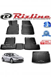 Rizline Renault Megane 3 3d Paspas + 3d Bagaj Havuzu Hb 2009-2016 Arası Siyah Set - 1