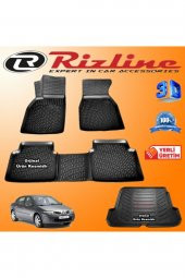 Rizline Megane 2 3d Paspas + 3d Bagaj Havuzu Sedan 2004-2010 Arası Siyah Set - 1
