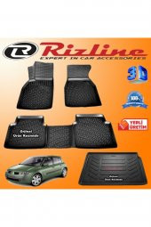 Rizline Renault Megane 2 3d Paspas + 3d Bagaj Havuzu Hb 2004-2010 Arası Siyah Set - 1