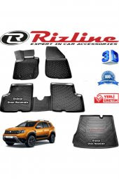Rizline Dacia Duster 4x2 3d Paspas + 3d Bagaj Havuzu 2018 Sonrası Siyah Set - 1