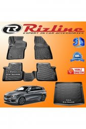 Rizline Fiat Egea 3d Paspas + 3d Bagaj Havuzu Hb 2015-2020 Arası Siyah Set - 1