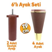 Iron 6'lı Set Mobilya Tv Ünitesi Konsol Koltuk Kanepe Destek Ayağı 19 Cm Ceviz Ayakları M8 Civatalı - 1