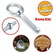 Delikli Halkalı Metal Paslanmaz Civata M10 Somunlu Sabitleme Çekme Kaldırma Tavan Kancası Asma Kit - 1